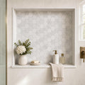 Carrara 2x2 Hexagon Various Finish Marble Mosaic Tile — Bathroom niche