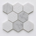 Carrara 2x2 Hexagon Various Finish Marble Mosaic Tile close-up