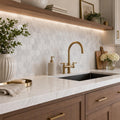 Carrara 2x2 Hexagon Various Finish Marble Mosaic Tile — Kitchen backsplash