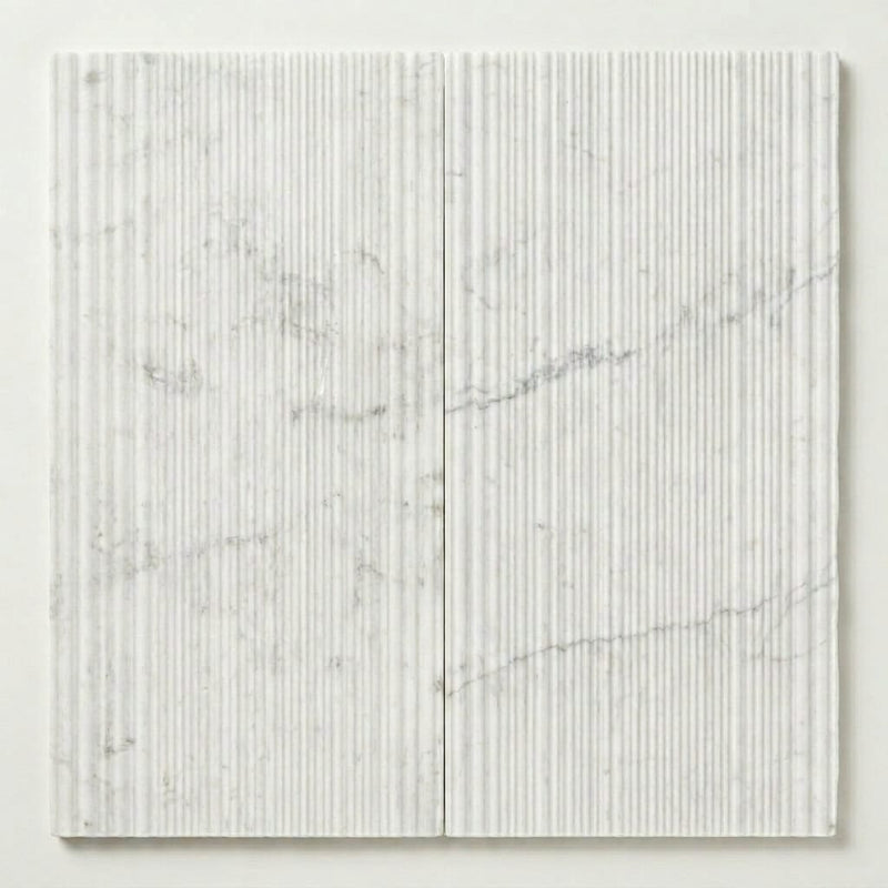 Carrara Bamboo White Marble Tile 12x24 close-up