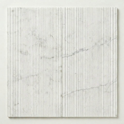 Carrara Bamboo White Marble Tile 12x24 close-up