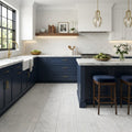 Carrara Bamboo White Marble Tile 12x24 — Kitchen floor