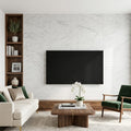 Carrara Bamboo White Marble Tile 12x24 — Living Room feature wall