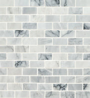 Carrara Classique Brick 1x2 Honed Marble Mosaic Tile