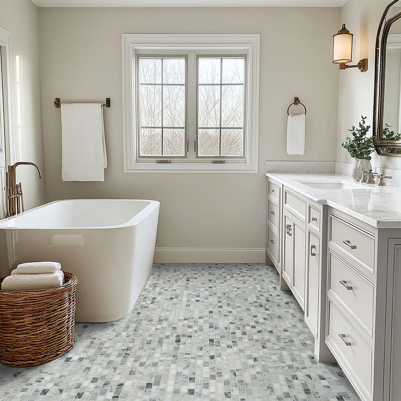 Carrara Classique Brick 1x2 Honed Marble Mosaic Tile