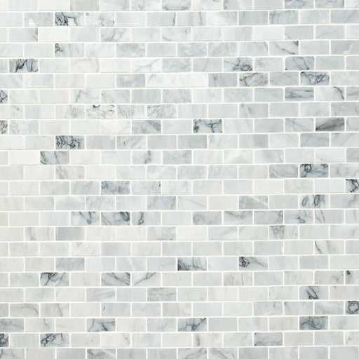 Carrara Classique Brick 1x2 Honed Marble Mosaic Tile