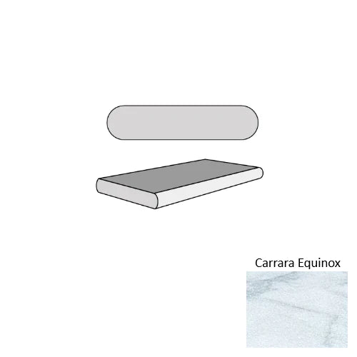 Natural Carrara Equinox Marble Leather (Sandblasted & Brushed) 12 x 24 x 2 Modern Coping