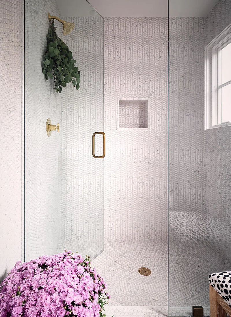 Carrara Penny Round Matte Misc. Porcelain Mosaic Tile