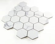 Carrara Premium 3x3 Hexagon Pre Matte Marble Look Porcelain Mosaic
