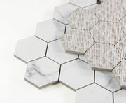 Carrara Premium 3x3 Hexagon Pre Matte Marble Look Porcelain Mosaic