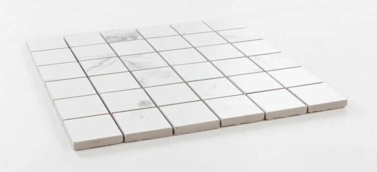 Carrara Premium 2x2 Pre Matte Marble Look Porcelain Mosaic