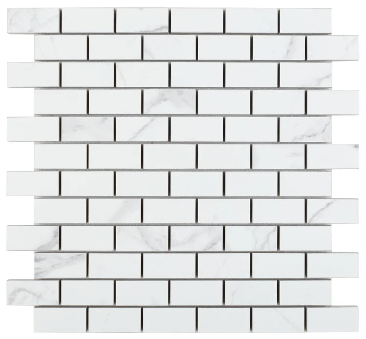 Carrara Premium Brick Pre Matte Marble Look Porcelain Mosaic