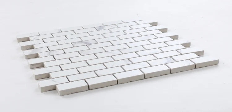 Carrara Premium Brick Pre Matte Marble Look Porcelain Mosaic