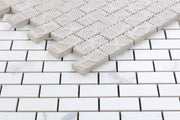 Carrara Premium Brick Pre Matte Marble Look Porcelain Mosaic
