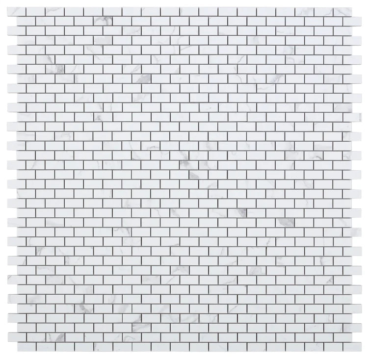 Carrara Premium Brick Pre Matte Marble Look Porcelain Mosaic