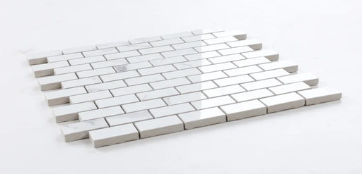 Carrara Premium Brick Pre Polished Marble Look Porcelain Mosaic