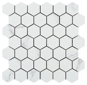 Carrara Premium Hexagon Pre Polished Marble Look Porcelain Mosaic