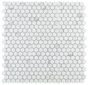 Carrara Premium Hexagon Pre Polished Marble Look Porcelain Mosaic