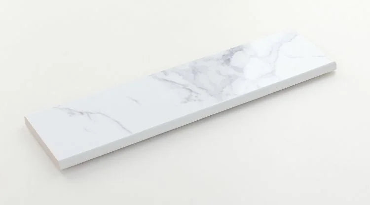 Carrara Premium 3x12 Bullnose Pre Polished Marble Look Porcelain Trim