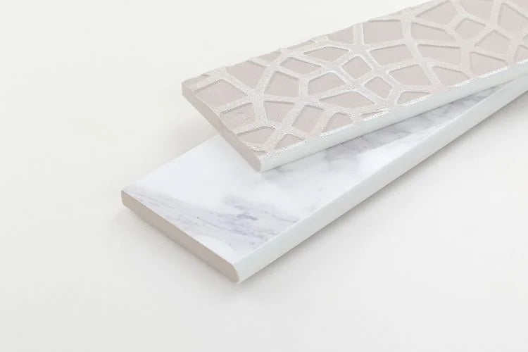 Carrara Premium 3x12 Bullnose Pre Polished Marble Look Porcelain Trim