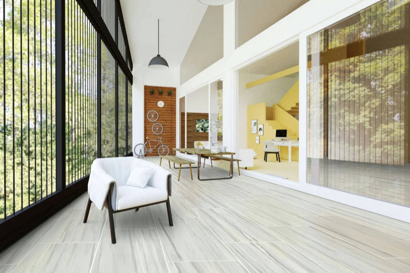 Carrara Select 2.0 Carrara Zebrino 24x48 Polished Porcelain Tile