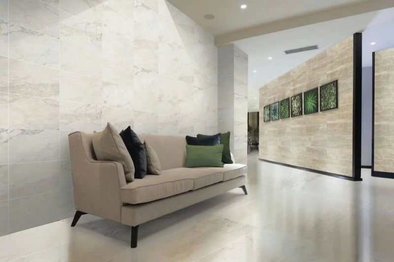Carrara Select 2.0 Carrara Zebrino 24x48 Polished Porcelain Tile