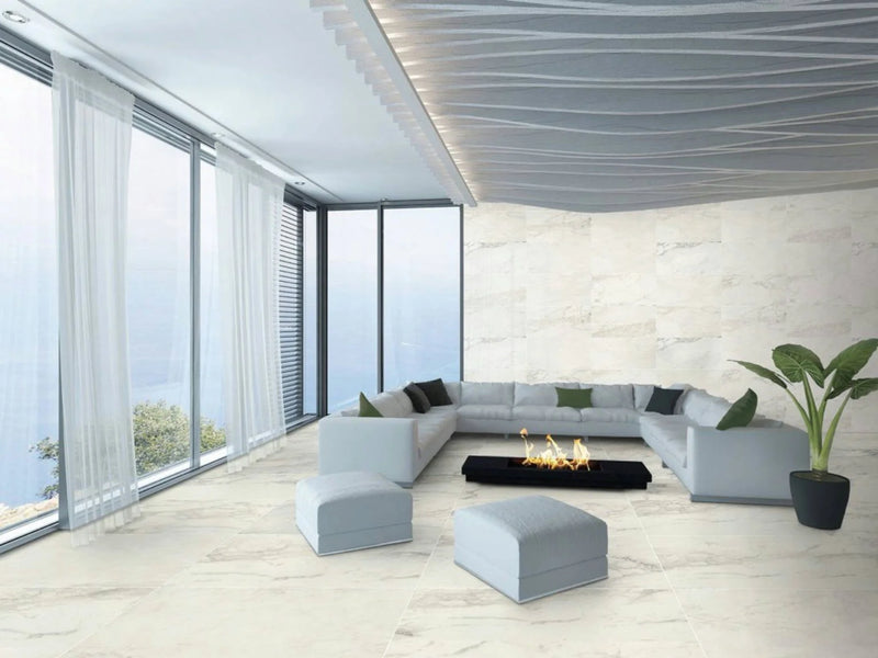 Carrara Select 2.0 Carrara Zebrino 24x48 Polished Porcelain Tile
