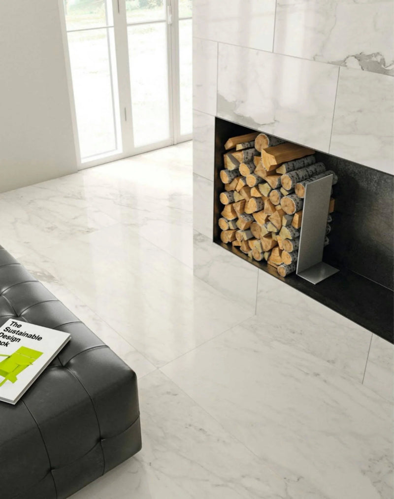 Carrara Select 2.0 Carrara Zebrino 24x48 Polished Porcelain Tile