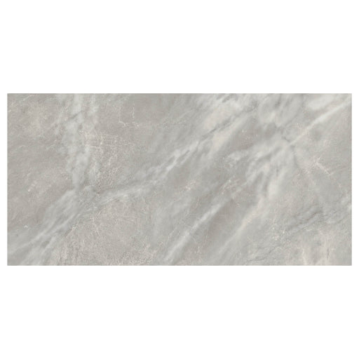 Single rectangular Carrara Select Blu 24x48 polished porcelain tile with soft gray marble-like veining.