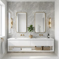 Carrara Select Blu Polished 24x48 Porcelain Tile — Bathroom vanity wall