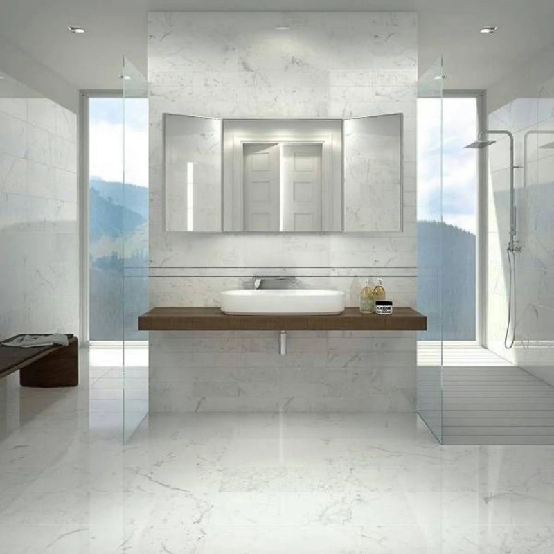 Marmo Bianco Marmo Bianco 2x2 Polished Porcelain Mosaic Tile
