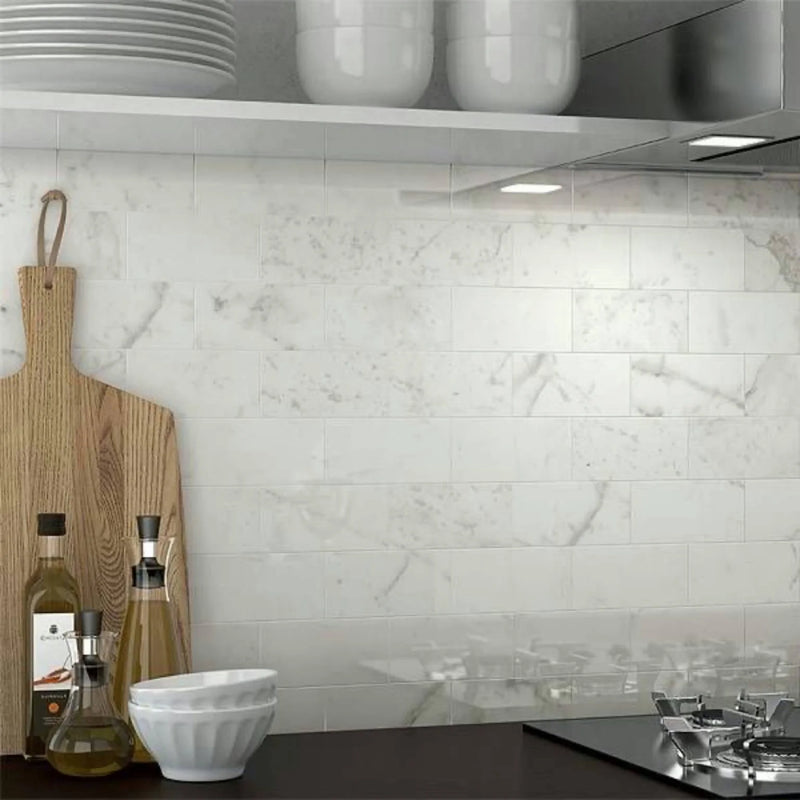 Marmo Bianco Marmo Bianco 2x2 Polished Porcelain Mosaic Tile