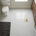 Carrara Whie 1x1 Polished Marble Hexagon Mosaic — Bathroom floor