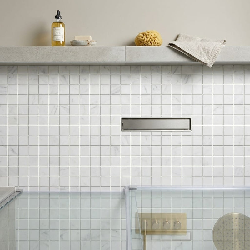 Carrara Whie 2x2 Honed Marble Square Mosaic — Bathroom shower floor