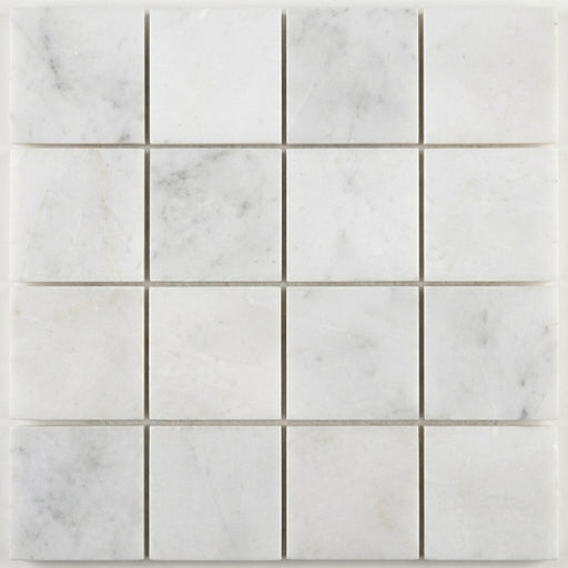 Carrara Whie 2x2 Honed Marble Square Mosaic close-up
