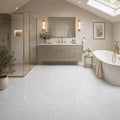 Carrara White 12x12 Honed Veined Marble Tile — Bathroom floor