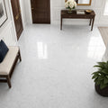 Carrara White 12x12 Honed Veined Marble Tile — Foyer floor