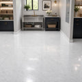 Carrara White 12x12 Polished Veined Marble Tile — Basement floor