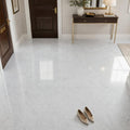 Carrara White 12x12 Polished Veined Marble Tile — Foyer floor