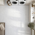 Carrara White 12x12 Polished Veined Marble Tile — Laundry Room floor