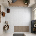 Carrara White 12x12 Polished Veined Marble Tile — Mudroom floor