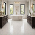 Carrara White 12x24 Polished Marble Tile — Bathroom floor