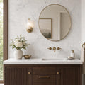 Carrara White 12x24 Polished Marble Tile — Bathroom vanity wall
