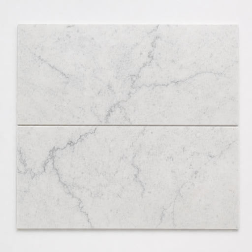 Carrara White 12x24 Polished Marble Tile close-up