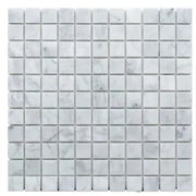 Carrara White 1x1 Honed Veined Marble Mosaic
