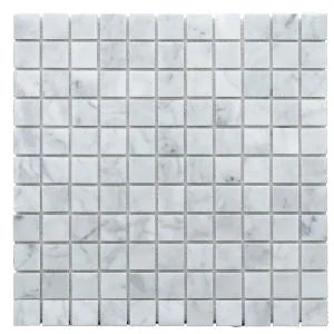 Carrara White 1x1 Honed Veined Marble Mosaic