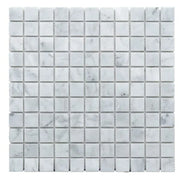 Carrara White 1x1 Honed Veined Marble Mosaic