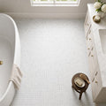 Carrara White 1x1 Honed Veined Marble Mosaic — Bathroom floor