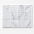 Carrara White 1x1 Honed Veined Marble Mosaic close-up