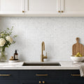 Carrara White 1x1 Honed Veined Marble Mosaic — Kitchen backsplash